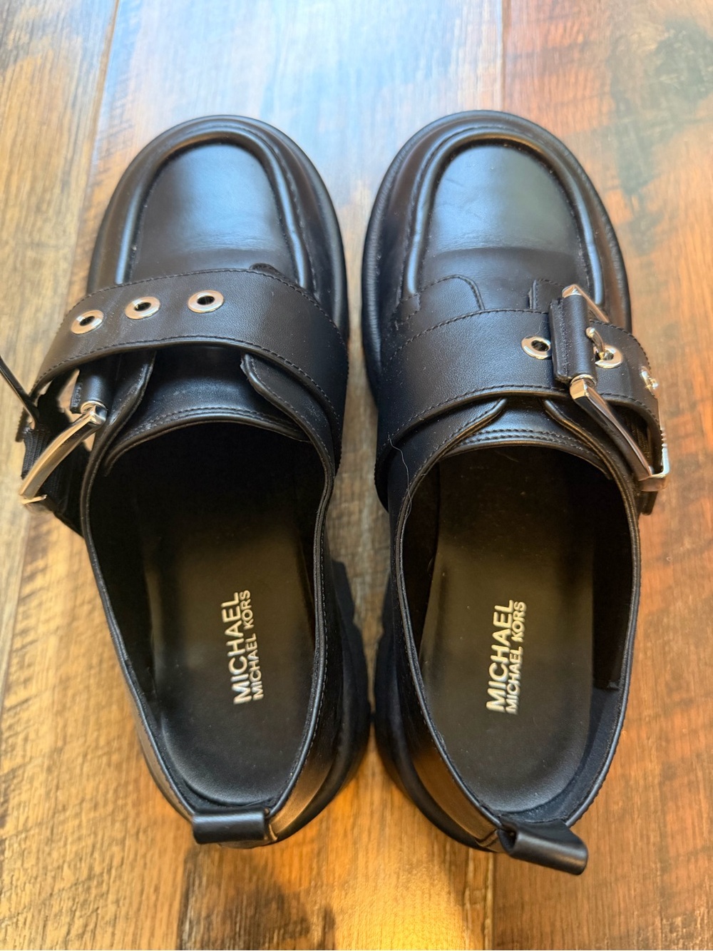Michael Kors Black Leather Buckle Loafers for Women - Picture 5 of 5